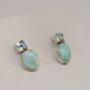 Larimar Blue Topaz Silver Stud Earrings, thumbnail 10 of 10