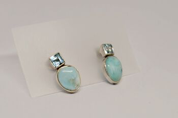 Larimar Blue Topaz Silver Stud Earrings, 10 of 10