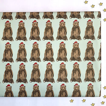 Festive Bear Christmas Wrapping Paper Sheet, 3 of 3