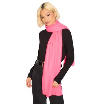 Neon Pink 100% Cashmere Travel Wrap Pashmina Shawl Gift Boxed, 2 of 6