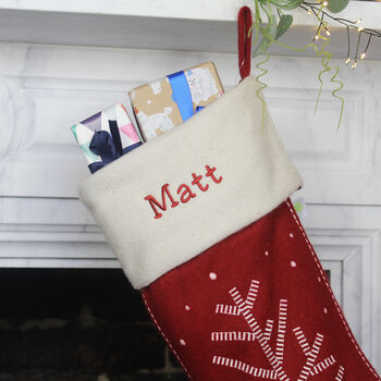 Personalised Red Nordic Tree Stocking, 3 of 5