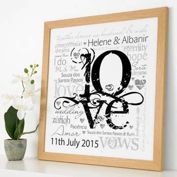 Personalised Wedding or Engagement LOVE Art, 8 of 10