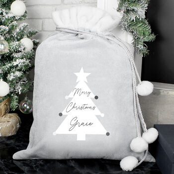 Personalised Christmas Tree Luxury Silver Grey Pom, 3 of 3