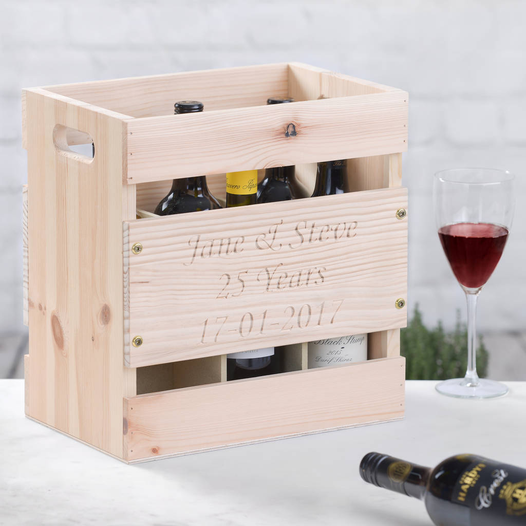 Personalised Wooden Anniversary Wine Crate