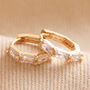 Baguette Crystal Huggie Hoop Earrings In Gold Plating, thumbnail 3 of 3