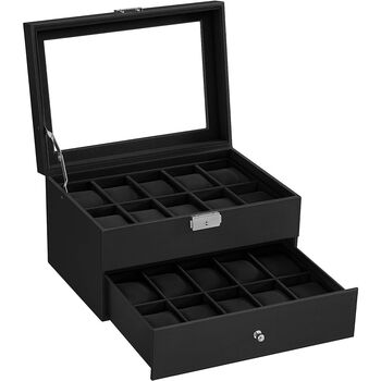 Two Tier Watch Box Watches Display Case Organiser Unit, 7 of 12