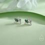 Sterling Silver Triangle And Emerald Green Marquise Cz Arrow Stud Earrings, thumbnail 2 of 12