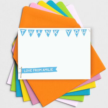Thank You Bunting Note Cards In Various Colours, 2 of 4