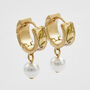 Blackberry Bramble Pearl Drop Gold Huggie Earrings, thumbnail 5 of 8