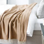 Extra Large Beige Lambswool Throw, thumbnail 2 of 4