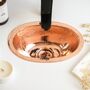 Solid Copper Undermount Or Vessel Sink For Kitchen And Bathroom, 400 Mm Diameter, thumbnail 8 of 9