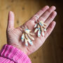 Sterling Silver Leaf Jungle Printed Hoop Earrings, thumbnail 4 of 5