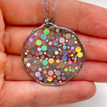 Medium Disco Necklace With Holographic Silver Sparkles, 2 of 12