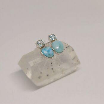 Larimar Blue Topaz Silver Stud Earrings, 7 of 10