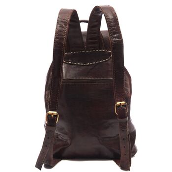 Drawstring Leather Backpack Chocolate Brown Sac A Do, 4 of 5