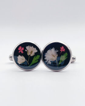 Cufflinks With Baby's Breath And Red Flowers, 6 of 12