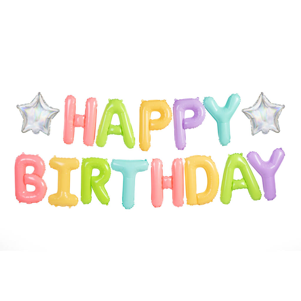 Colourful Happy Birthday Foil Balloon Banner, 1 of 2