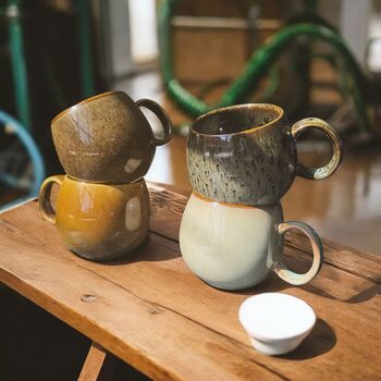 Set Of Four Reactive Glaze Mugs In Earth Tones, 4 of 5