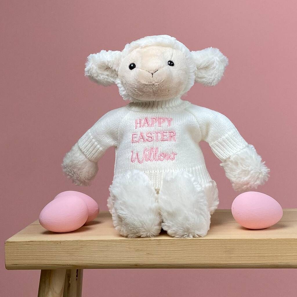 Personalised Jellycat Bashful Easter Lamb Soft Toy By That's mine personalised embroidered gifts