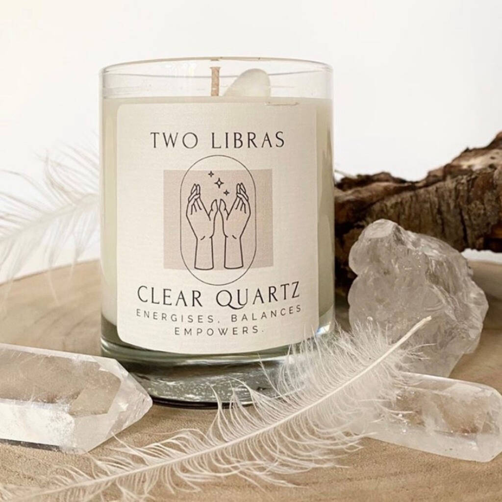 Clear Quartz Crystal Intention Candle For Clarity By Two Libras