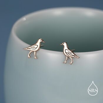 Sterling Silver Seagull Bird Stud Earrings, 3 of 12