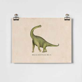 Vintage Brachiosaurus Dinosaur Children's Art Print, 2 of 4