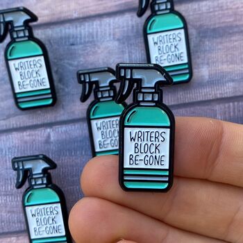 Writers Block Be Gone Spray Enamel Pin, 6 of 6