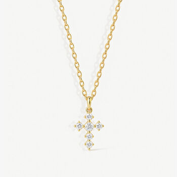 Gold Or Silver Women’s Dainty Pavé Cross Necklace, Christmas Jewellery Gift For Her, 6 of 7
