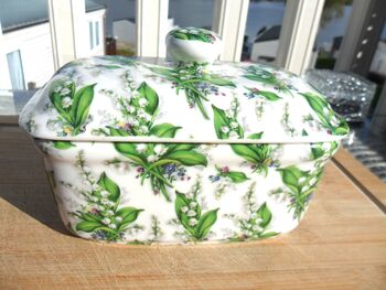 Lidded Butterdish In Lily Of The Valley Chintz Design, 3 of 8