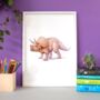 Illustrated Triceratops Print, thumbnail 1 of 3