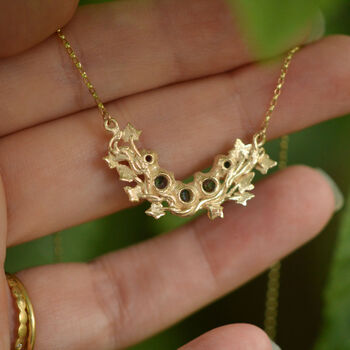 Solid 9ct Gold And Sapphire Creeping Vine Necklace, 4 of 5
