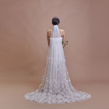 'Azalea Pure' 3D Flower Embroidered Wedding Veil, 4 of 8