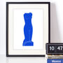Female Figurative Torso Blue Linocut Art Print, thumbnail 1 of 6
