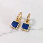 The Square Lapis Lazuli Earrings, Gold Plated, thumbnail 5 of 7