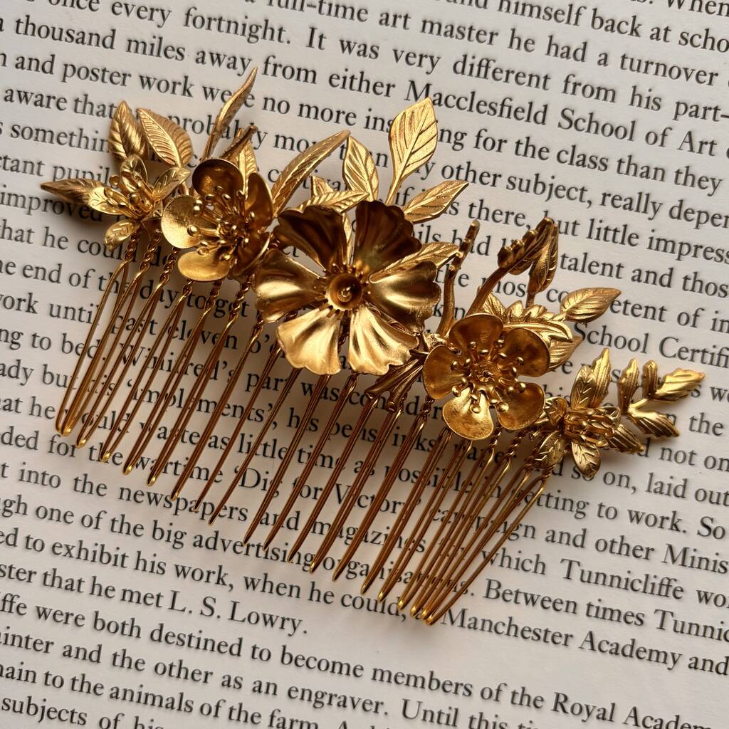 The Flora Comb Leaves Flowers Organic Bridal Bridesmaid Comb, 1 of 12