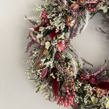 Autumnal Cottage Style Dried Flower Wreath, 8 of 12