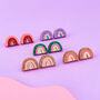 Rainbow Small Stud Earrings In Lilac, thumbnail 3 of 3