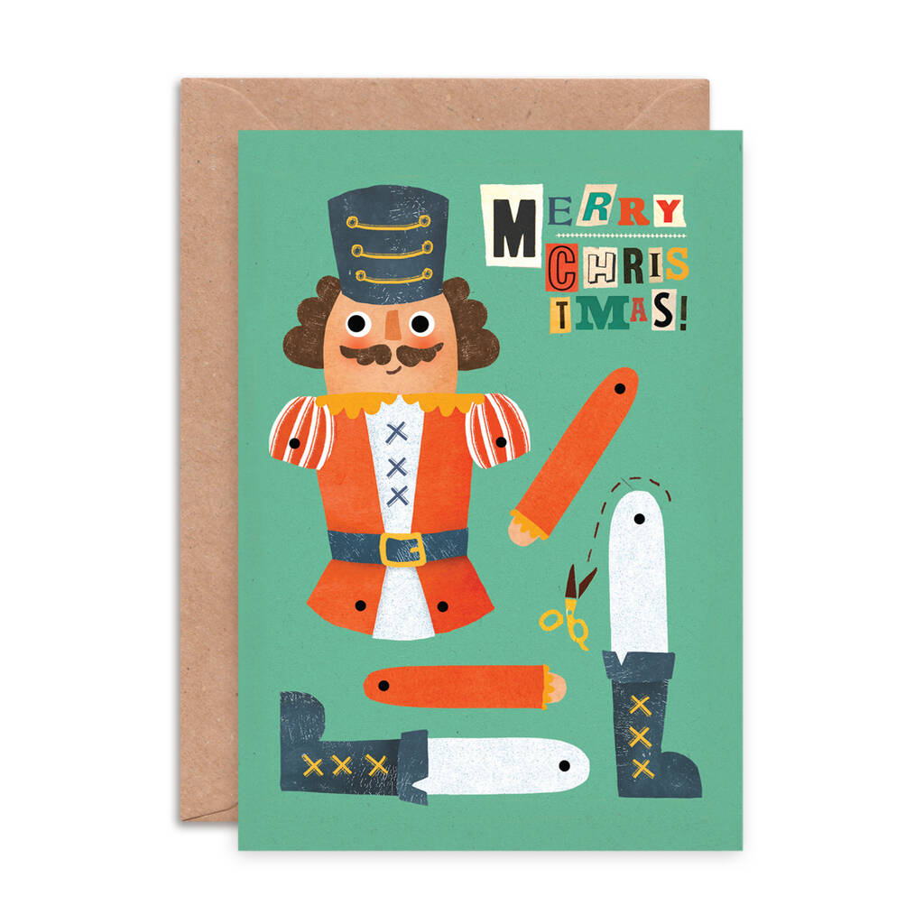 Nutcracker Split Pin Puppet A5 Activity Greeting Card By Emily Nash