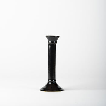 Handmade Ink Black Ceramic Taper Candlestick, 2 of 3