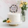 Blush Pink And Navy Roses Wedding Wreath Cake Topper, thumbnail 1 of 2