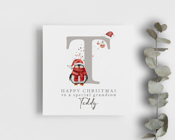 Personalised Penguin Splatter Christmas Card, 2 of 3