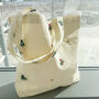 Embroidered Flower Glitter Thread Cotton Tote Bag, thumbnail 1 of 7
