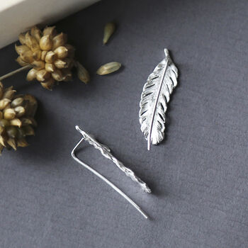 Sterling Silver Feather Ear Climbers, 2 of 6