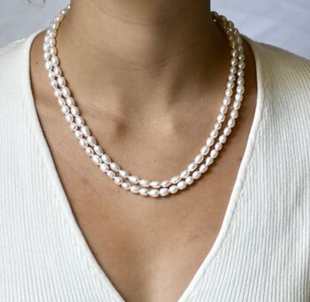 Double Strand Pearl Freshwater Pearl Necklace, 3 of 6