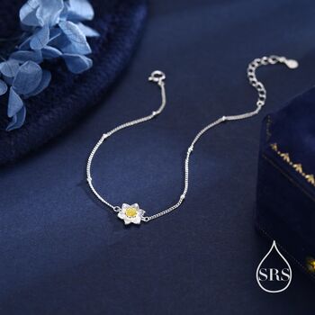 Sterling Silver Delicate Daffodil Bracelet, 4 of 11