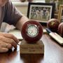 Cricket Ball Clock With Personalised Wood Plinth, thumbnail 7 of 12