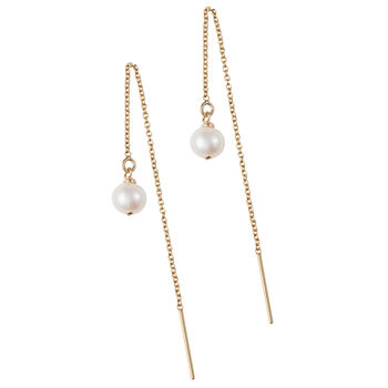 14ct Rose Gold Filled Metal And Pearl Thread Earrings, 5 of 8