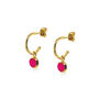 Dainty Gold Gemstone Hoop Earrings, thumbnail 3 of 12