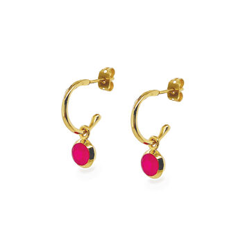 Dainty Gold Gemstone Hoop Earrings, 3 of 12