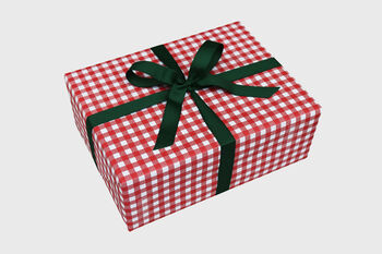 Luxury Red Gingham Christmas Wrapping Paper, 2 of 4